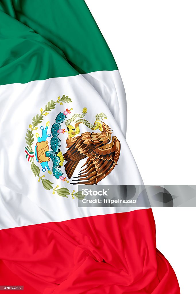 Bandera de México agitando sobre fondo blanco - Foto de stock de Bandera mexicana libre de derechos