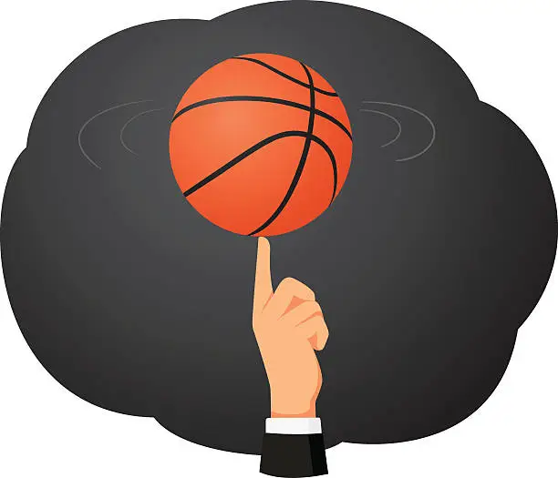 Vector illustration of Basketball ball is on the forefinger