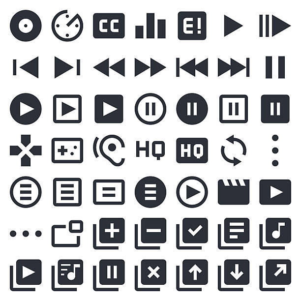 시각형 미디어 아이콘 세트 1/포티 나 이너스 시리즈 - resting interface icons play symbol stock illustrations