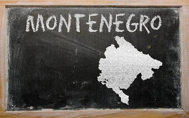istock outline map of montenegro on blackboard 470131034