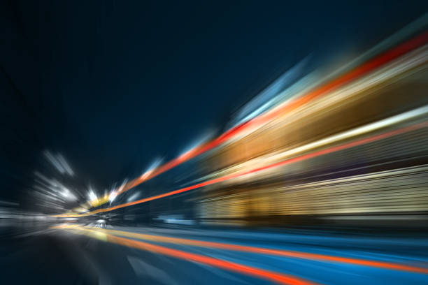 Move and light trails on the one of big cities.