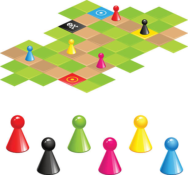 spiel bereich - chess pawn red blue leisure games stock-grafiken, -clipart, -cartoons und -symbole