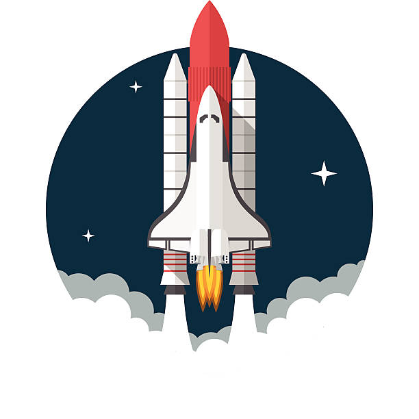 prom kosmiczny - rocket taking off spaceship space stock illustrations