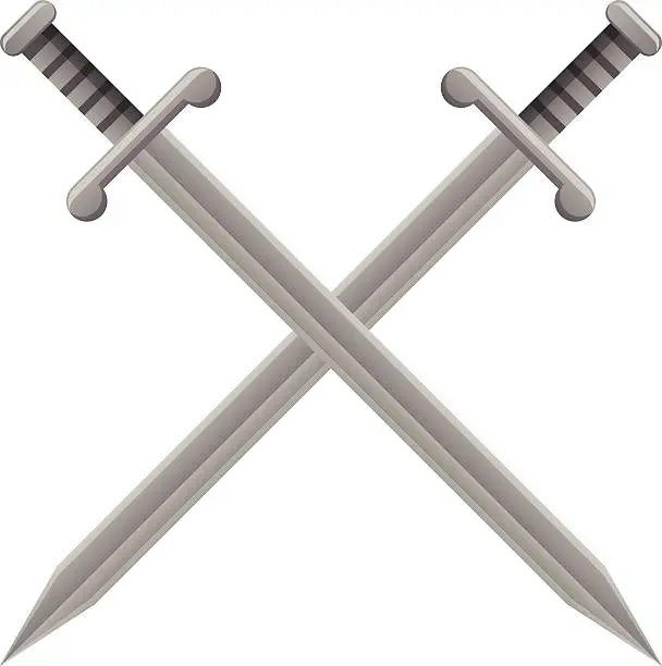Vector illustration of Two swords vector icon