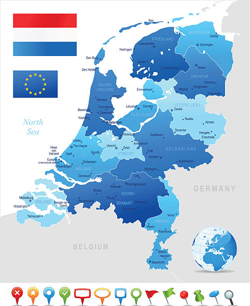 stockillustraties, clipart, cartoons en iconen met map of netherlands - maastricht