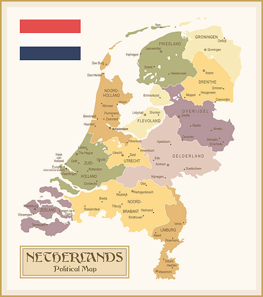 stockillustraties, clipart, cartoons en iconen met vintage map of netherlands - maastricht