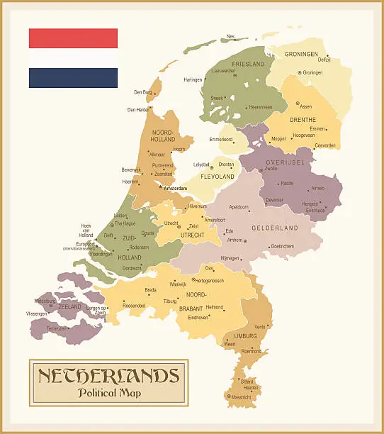 Vector illustration of Vintage Map of Netherlands