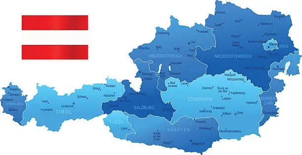 Vector illustration of Map of Austria