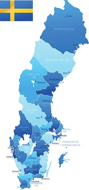 Vector illustration of Map of Sweden