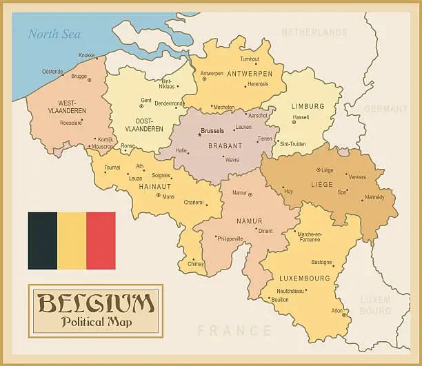 Vector illustration of Vintage Map of Belgium