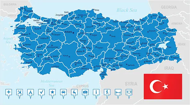Vector illustration of Map of Turkey