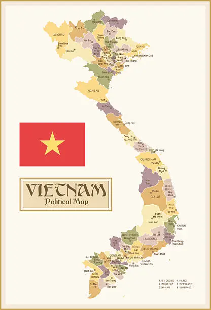 Vector illustration of Vintage Map of Vietnam