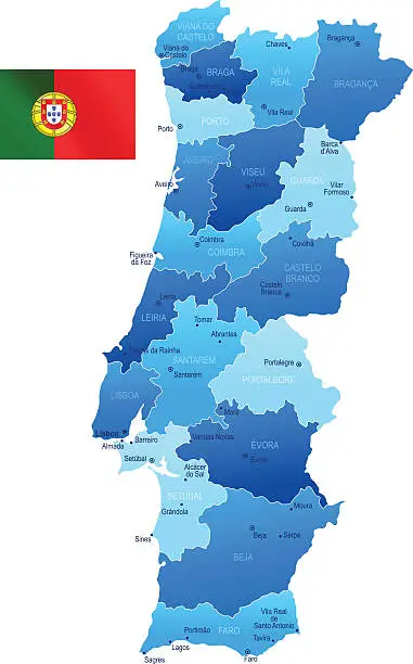 Vector illustration of Map of Portugal