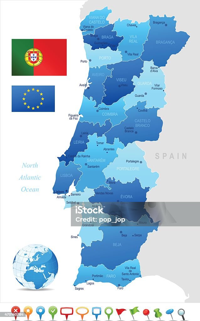 Mapa de Portugal - Royalty-free 2015 arte vetorial