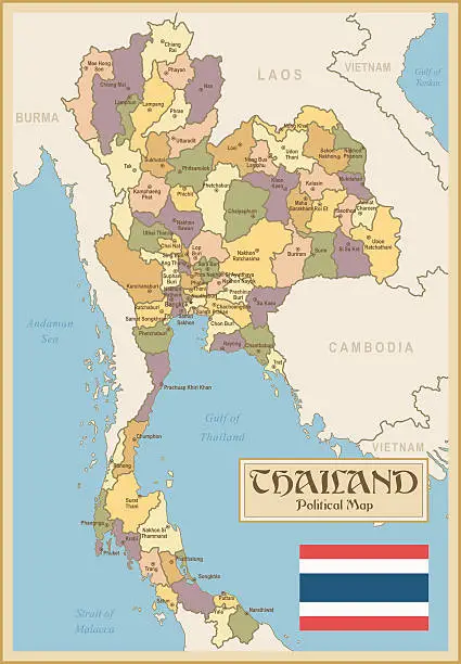 Vector illustration of Vintage Map of Thailand