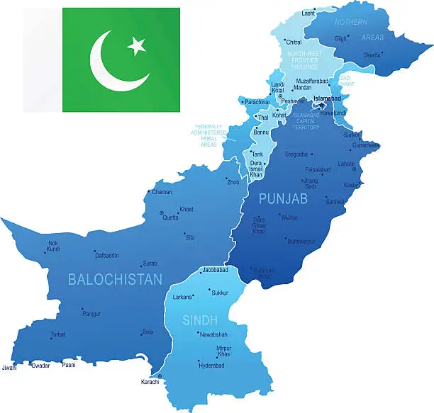 Vector illustration of Map of Pakistan
