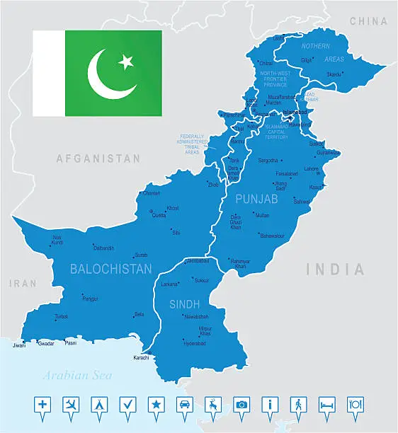 Vector illustration of Map of Pakistan