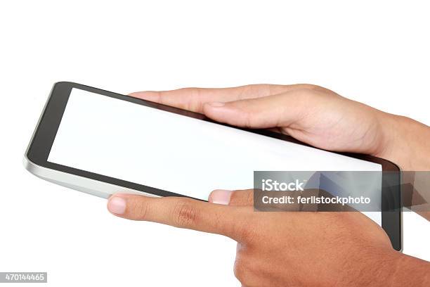 Photo Of A Tablet Held By Two Hands Stock Photo - Download Image Now - Advertisement, Banner - Sign, Blank