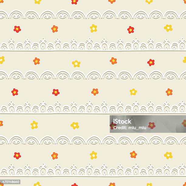 Seamless Pattern With Flowers And Laces Stock Illustration - Download Image Now - 2015, Abstract, Art Product