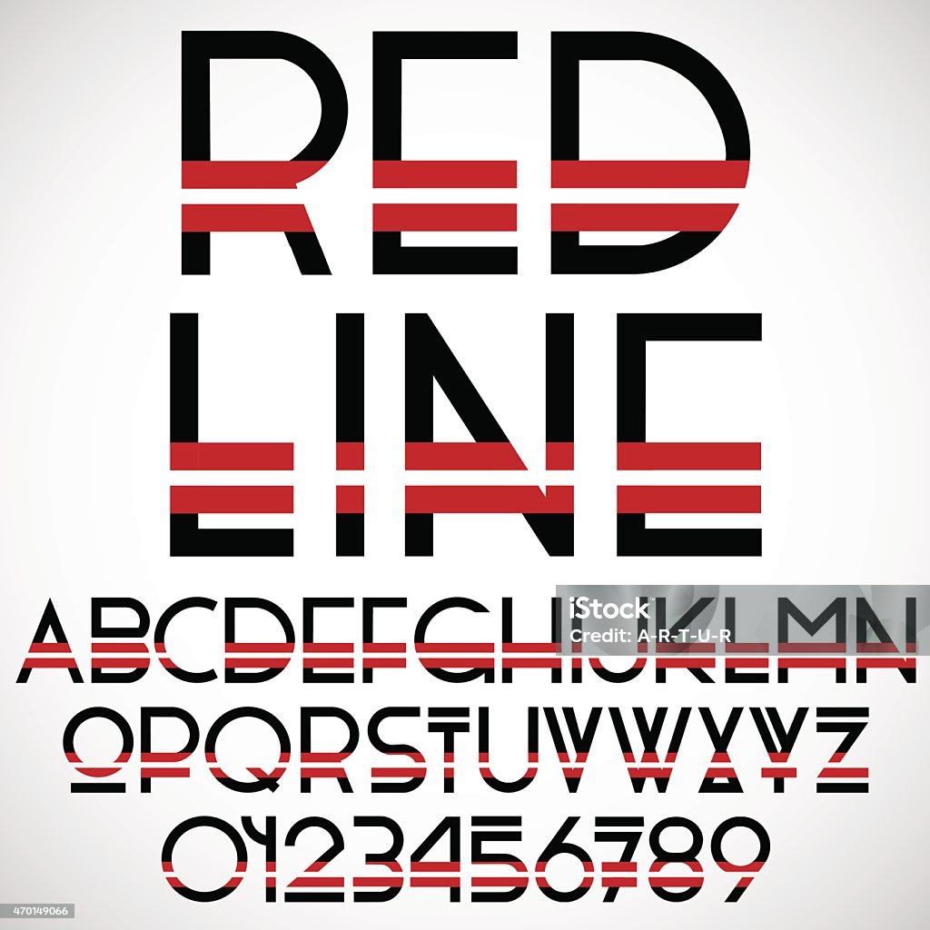 Black and red font with numbers Vector setVector set 2015 stock vector