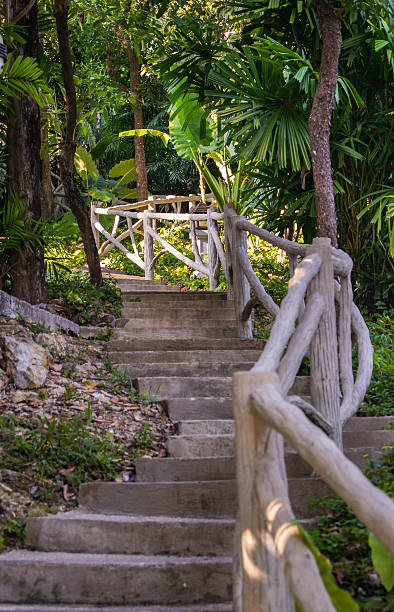 istock stone steps and wooden railings 470149406
