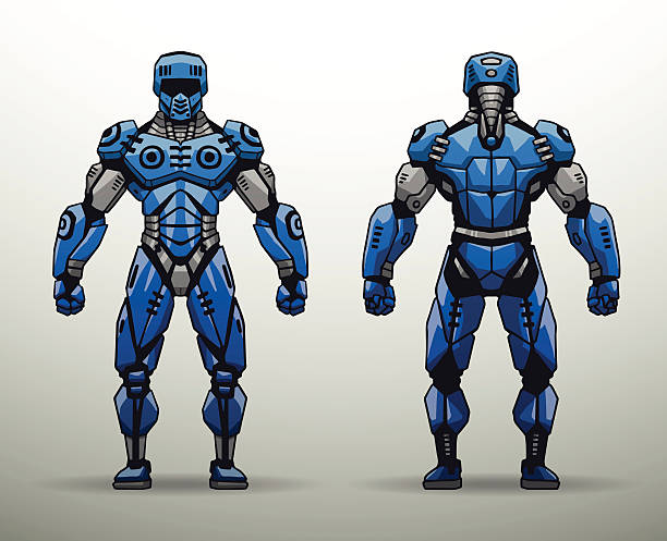 синий киборг soldier - super speedway stock illustrations