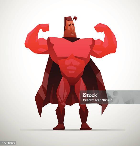 Superhero Flexing Its Muscles Stock Illustration - Download Image Now - Caricature, Muscular Build, 2015