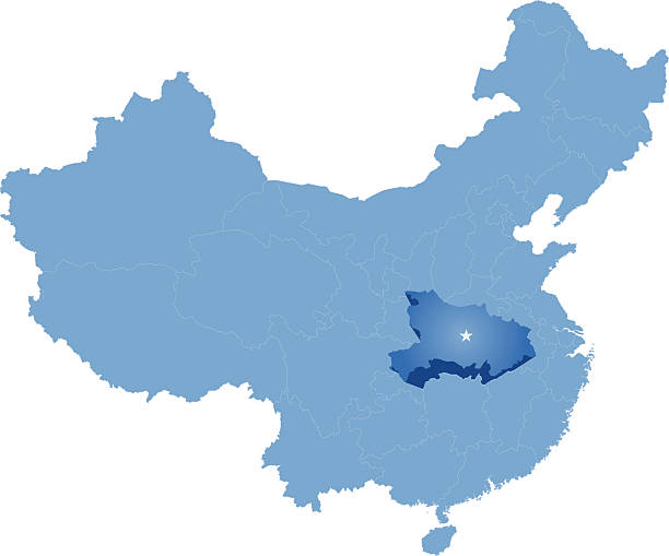 ilustraciones, imágenes clip art, dibujos animados e iconos de stock de mapa de la república popular de china-la provincia de hubei - hubei province