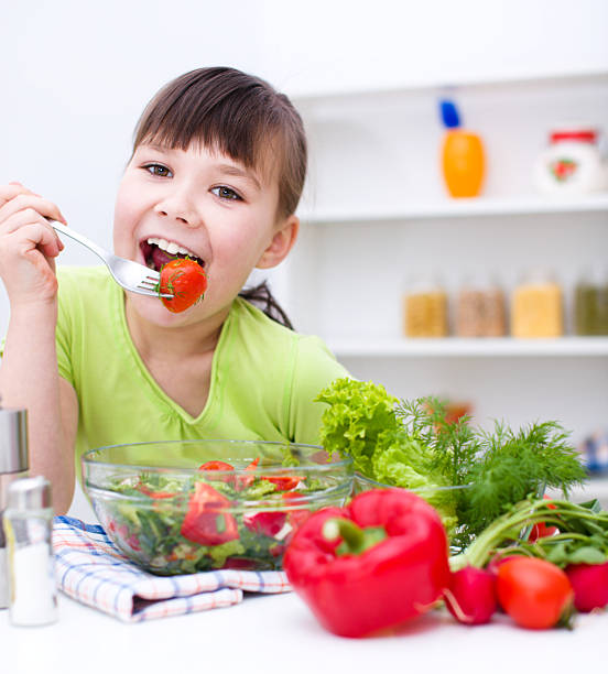 istock Girl eating salad 470153684