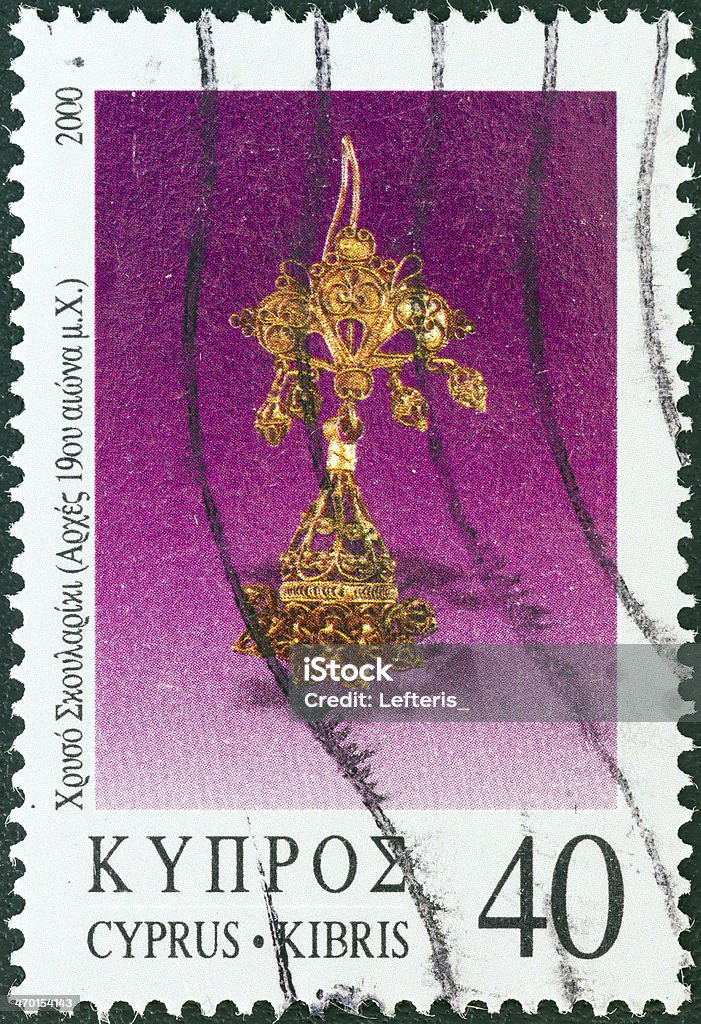 Chypriote Timbre montre doré d'oreille (2000) - Photo de Antique libre de droits