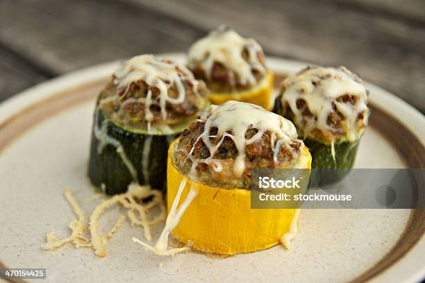 Courgettes Stuffed With Meat Stock Photo - Download Image Now - Gold Rush Courgette, Cheese, Food
