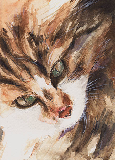 istock Abstract watercolor painting of cat 470154589