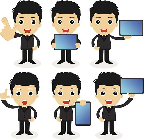 Vector illustration of set of cute characters businessman
