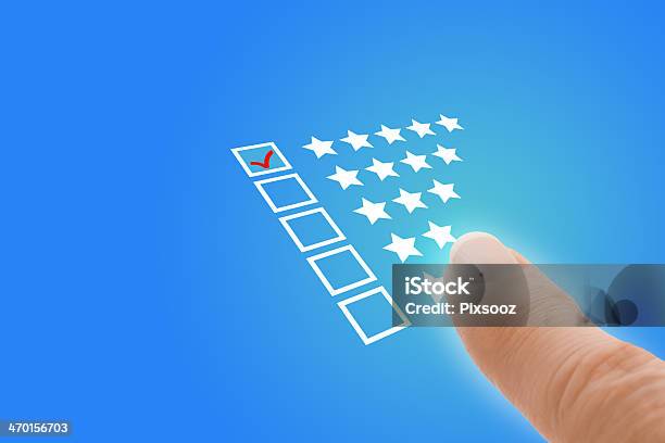 Online Survey With Finger Pointing At Excellent Tick Stock Photo - Download Image Now