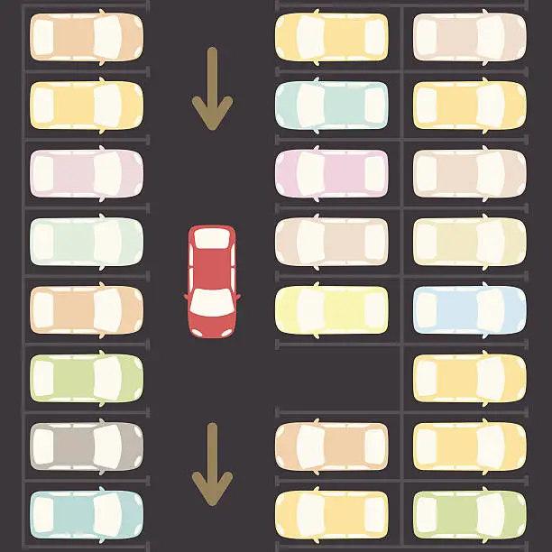 Vector illustration of last choice, only one car parking space left.