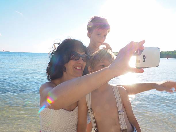 istock Mother and Boys Taking Selfie 470158146