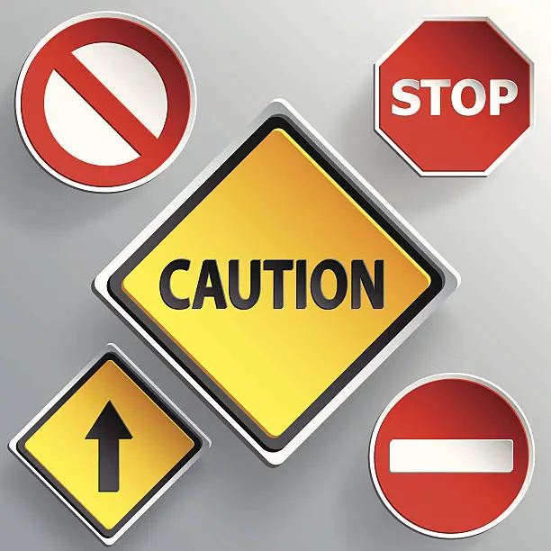 Vector illustration of direction traffic sign 3d paper design