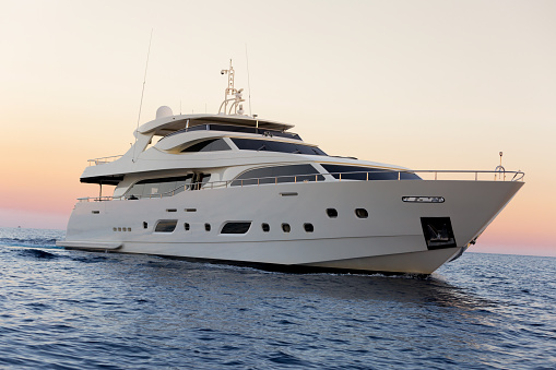 Luxury yacht sailing on the sea sunset
