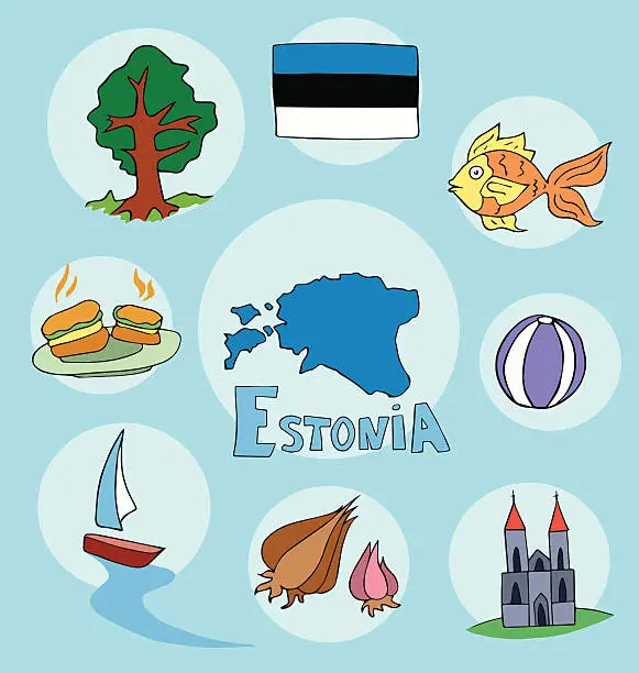 Vector illustration of The set of national profile of the estonia cartoon state of the world isolated
