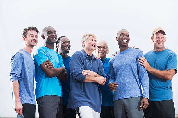 istock Multiracial group of men wearing blue shirts 470162960