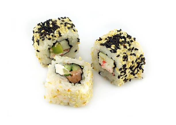istock Sushi pieces isolated on white background closeup 470163247