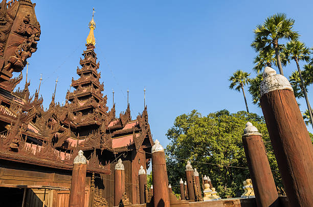 istock Wooden teak monastery in Myanmar 470163483