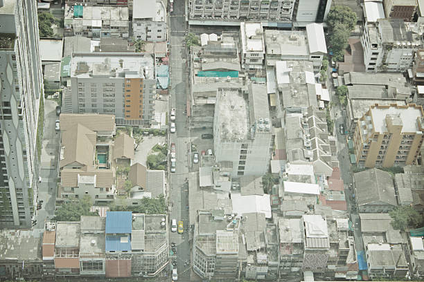 istock Background, roofs of city from a height 470163990