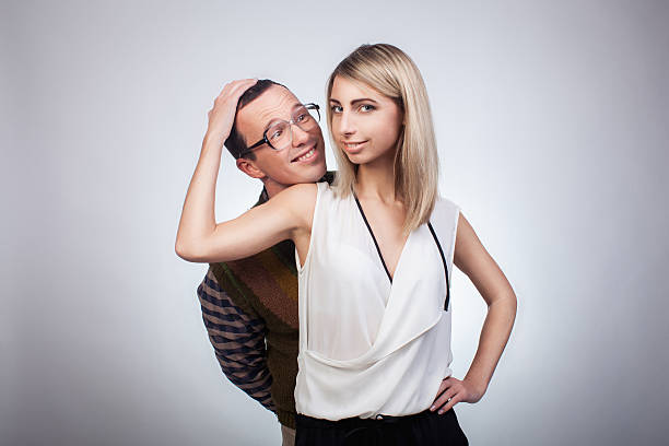 istock Happy nerd with girl 470164257