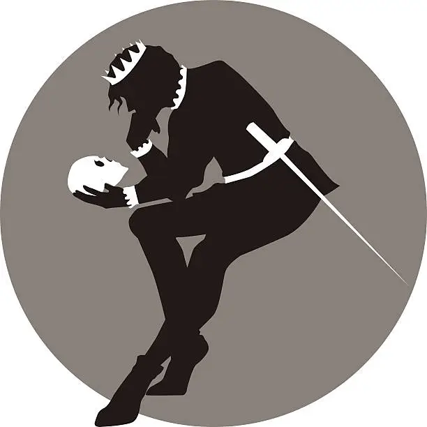 Vector illustration of Vector image in neutral colors representing Hamlet