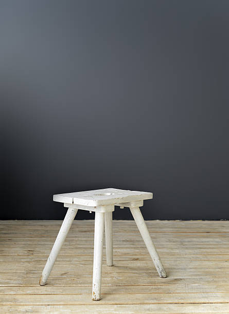 istock Small white wooden chair standing on the floor 470167616