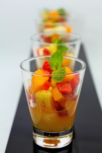 fresh fruit cocktail with mint leaf