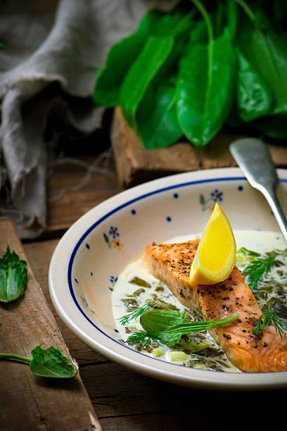 istock salmon with sauce from a sorrel. 470172754