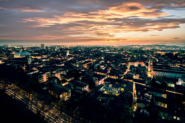 City Lights at Sunset, Brescia, Italy City Lights at Sunset, Brescia, Italy brescia stock pictures, royalty-free photos & images