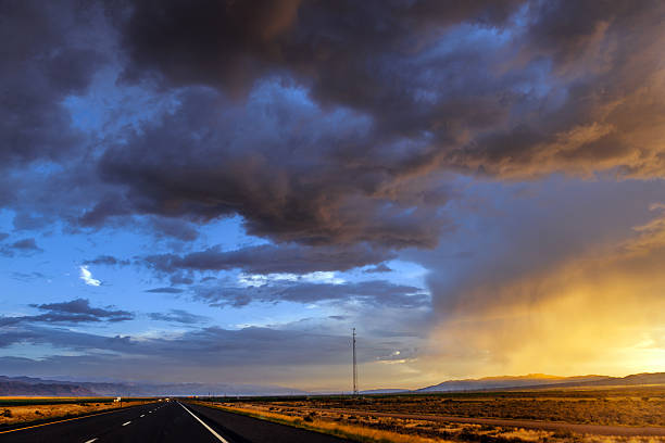 istock Storm on the horizont road  Cedar City, Utah 470173536